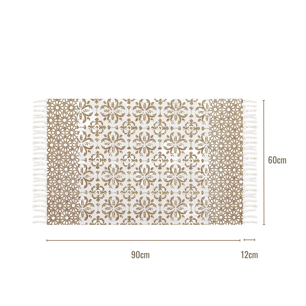 Moroccan Pattern Woven Rug with Tassels
