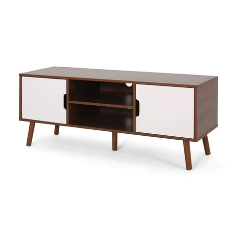Image of Aaditya Mid Century Modern 2 Cabinets & Shelves TV Stand