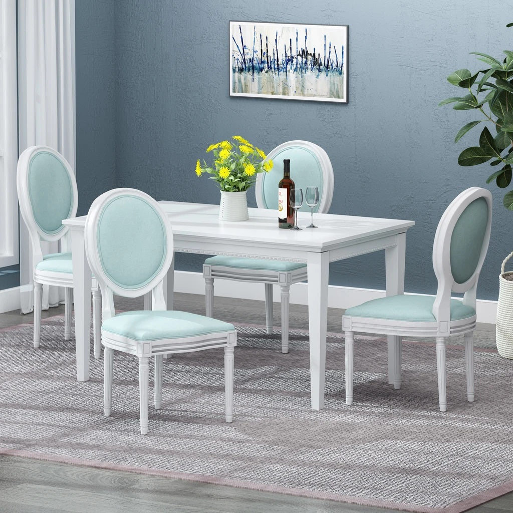 Adelise Traditional Light Blue Upholstered Fabric Dining Chairs (Set of 2)