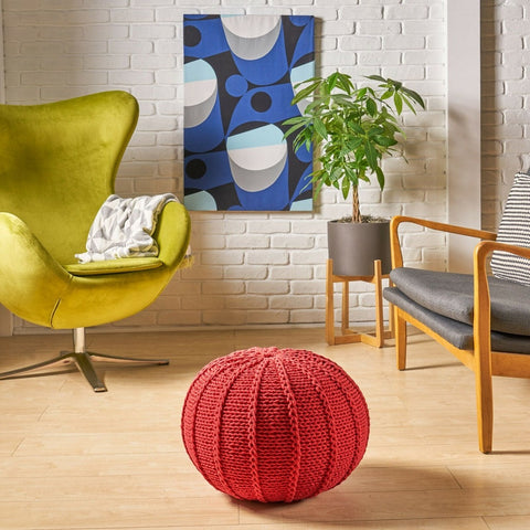 Image of Agatha Knitted Cotton Pouf