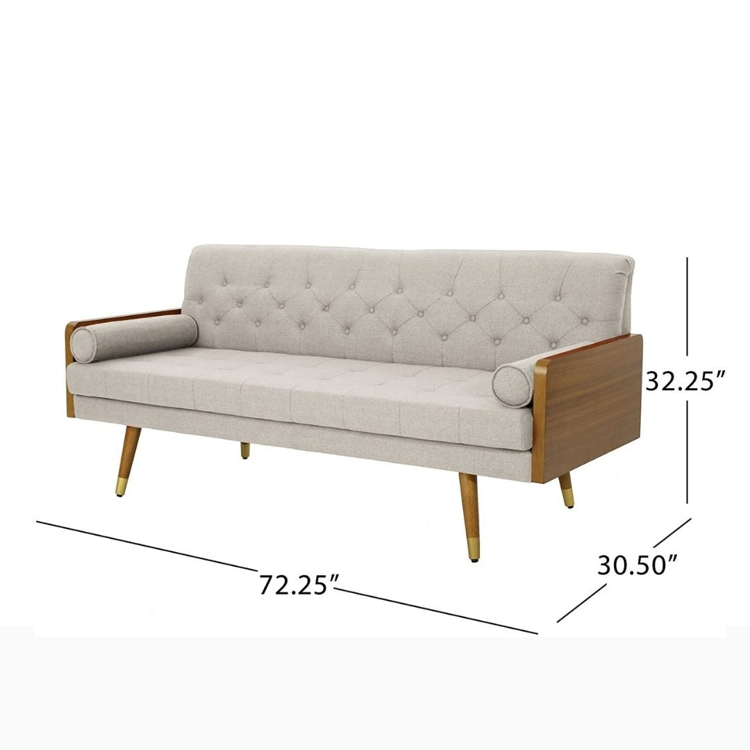 Aidan Mid Century Modern Tufted Fabric Sofa