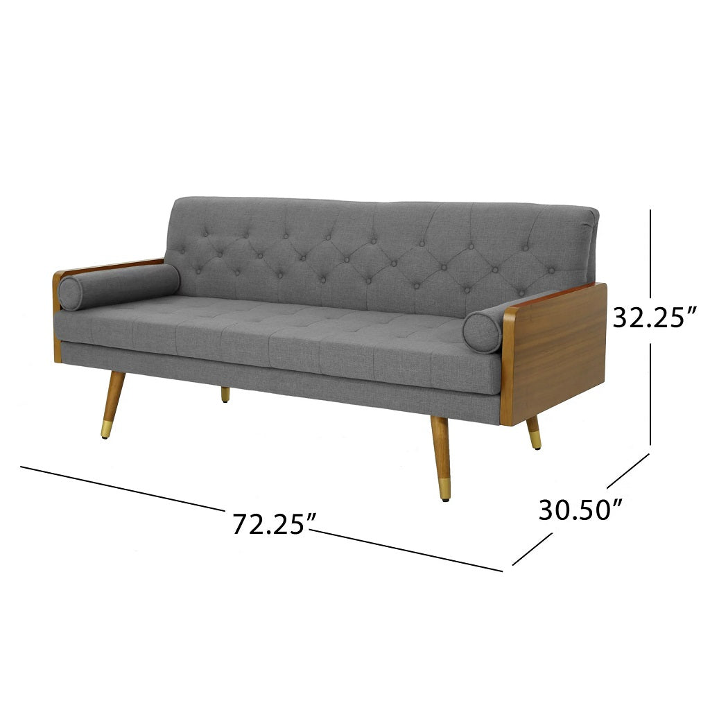 Aidan Mid Century Modern Tufted Fabric Sofa