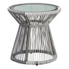 Aiden Outdoor Faux Rattan Side Table with Glass Top