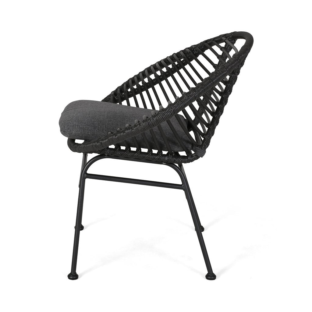 Aleah Outdoor Woven Faux Rattan Chairs with Cushions (Set of 2)
