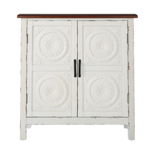Aliana Finished Firwood Cabinet with Faux Wood Overlay and Accented Top