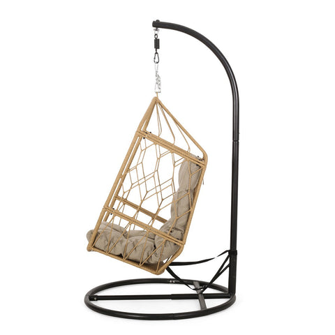 Image of Allegra Outdoor Wicker Outdoor Hanging Chair with Stand