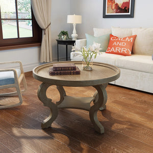Alteri Finished Faux Wood Circular Coffee Table