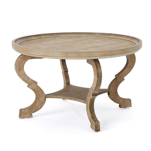 Image of Alteri Finished Faux Wood Circular Coffee Table