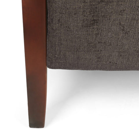 Ambleside Mid Century Modern Fabric Upholstered Wood Pushback Recliner