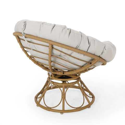Image of Andrus Outdoor Papasan Swivel Chair with Water Resistant Cushion