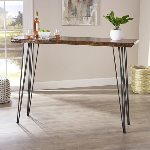 Image of Aneissa Industrial Faux Live Edge Rectangular Bar Table, Natural