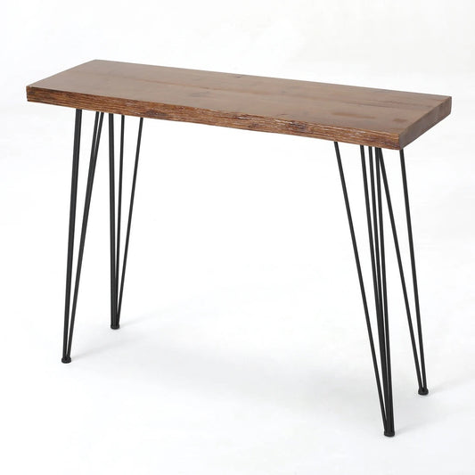 Aneissa Industrial Faux Live Edge Rectangular Bar Table, Natural