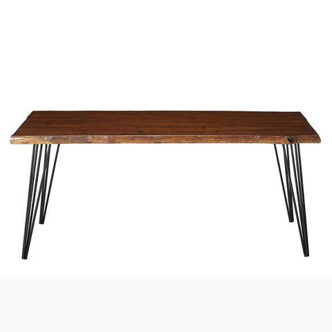 Aneissa Industrial Faux Live Edge Rectangular Dining Table, Natural