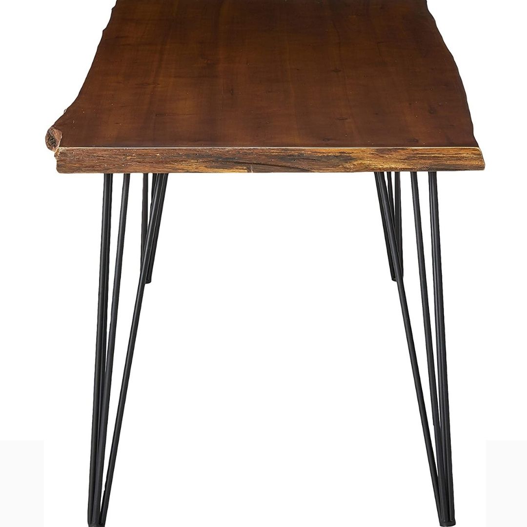 Aneissa Industrial Faux Live Edge Rectangular Dining Table, Natural