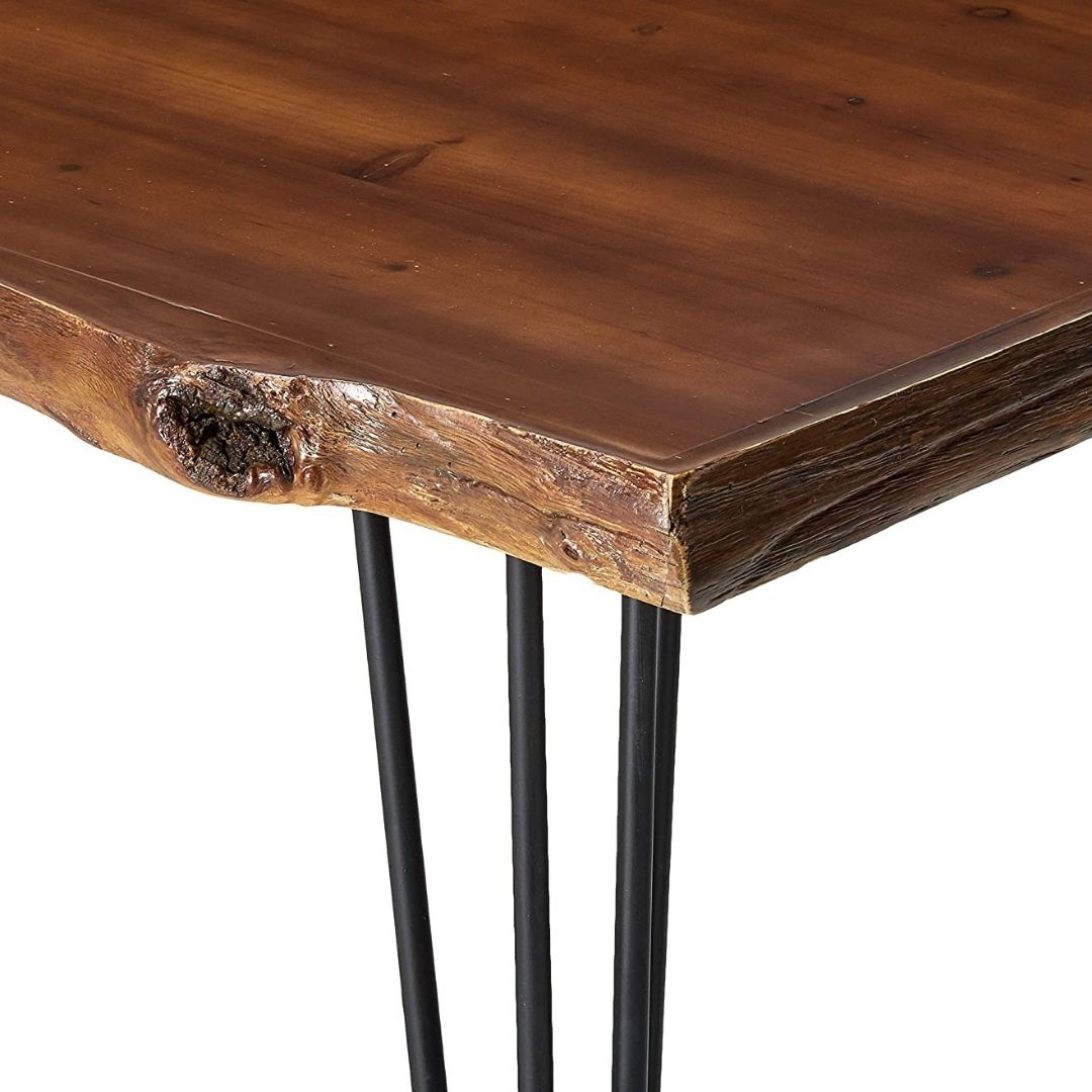 Aneissa Industrial Faux Live Edge Rectangular Dining Table, Natural