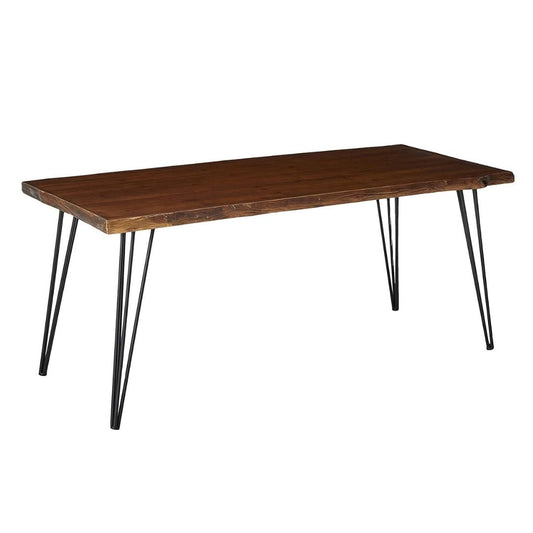 Aneissa Industrial Faux Live Edge Rectangular Dining Table, Natural