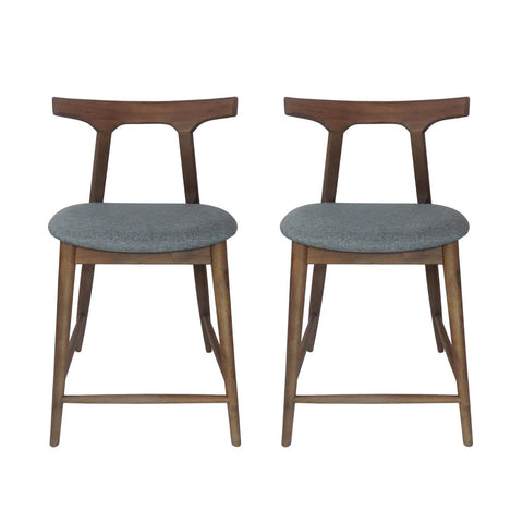 Image of Annett Mid Century Modern Fabric Upholstered Wood 24.5 Inch Counter Stools, Set of 2