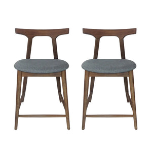 Annett Mid Century Modern Fabric Upholstered Wood 24.5 Inch Counter Stools, Set of 2
