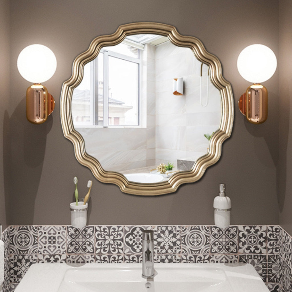 Antique Silver Leaf Scalloped Mirror
