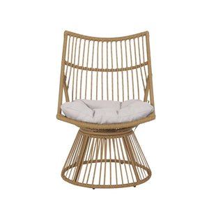 Apulia Outdoor Wicker Chair and Side Table Set with Cushion
