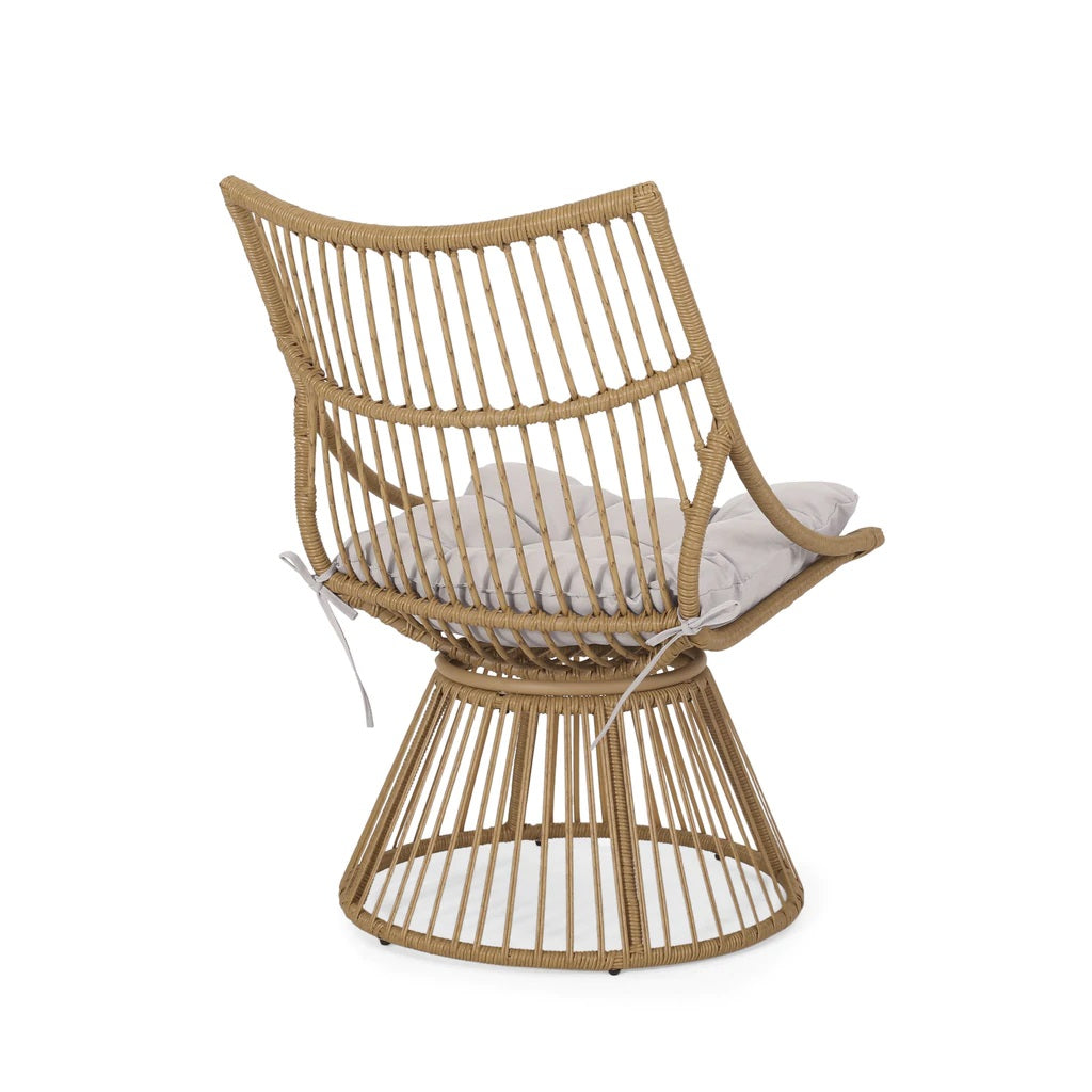 Apulia Outdoor Wicker Chair and Side Table Set with Cushion