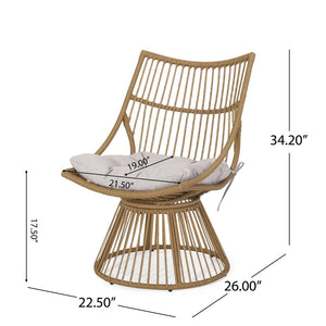 Apulia Outdoor Wicker Chair and Side Table Set with Cushion