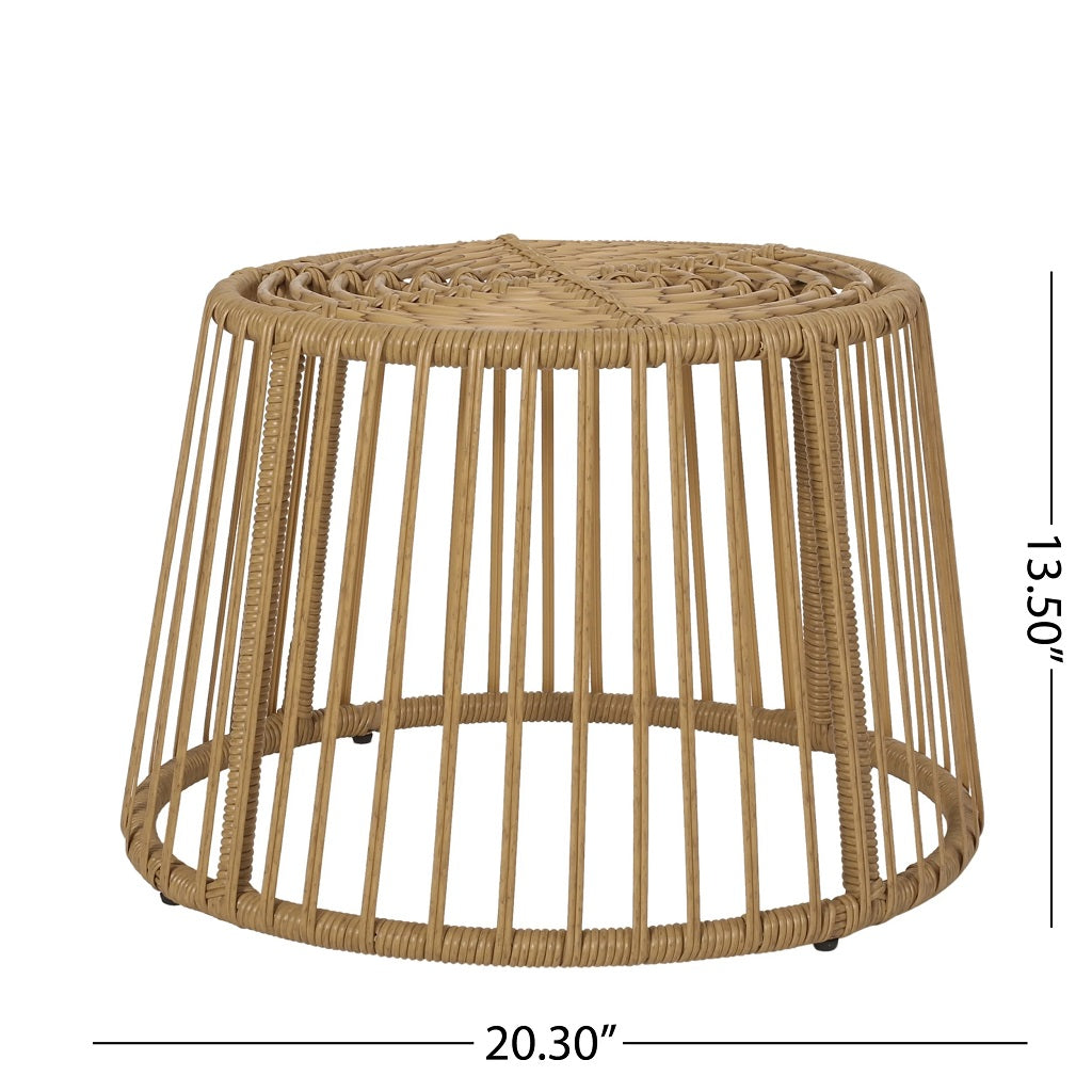 Apulia Outdoor Wicker Chair and Side Table Set with Cushion