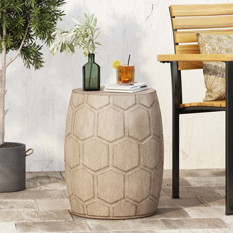 Image of Ardson Outdoor Lightweight Concrete Side Table, Natural Wood
