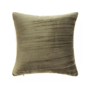 Army Green Velvet Throw Pillow Cover with Golden Foliage