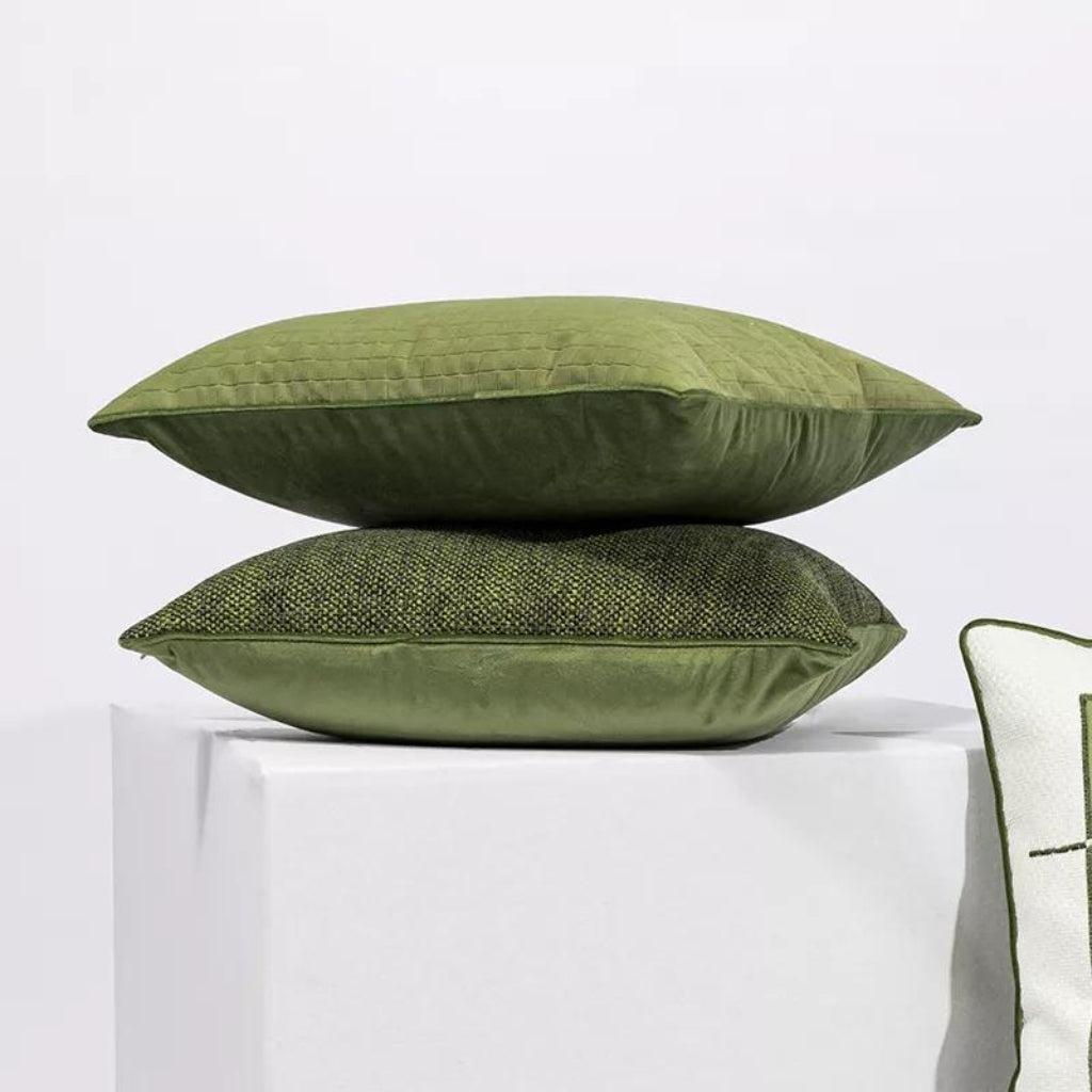 Army Green Woven Textured Throw Pillow Cover