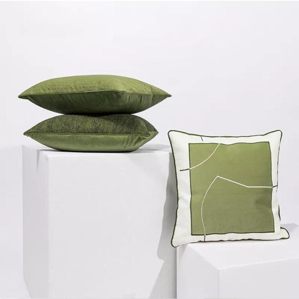 Army Green Woven Textured Throw Pillow Cover