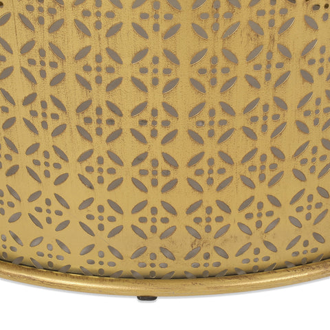 Image of Arrastra Boho Lace Cut Iron Coffee Table, Gold Brushed Brown