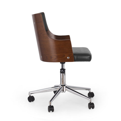 Image of Arvilla Mid-Century Modern Upholstered Swivel Office Chair