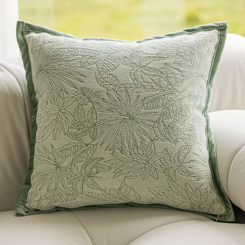Image of Green Foliage Be Leaf It Throw Pillow Cover