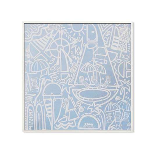 Baby Blue Beach Paradise Framed Canvas Print