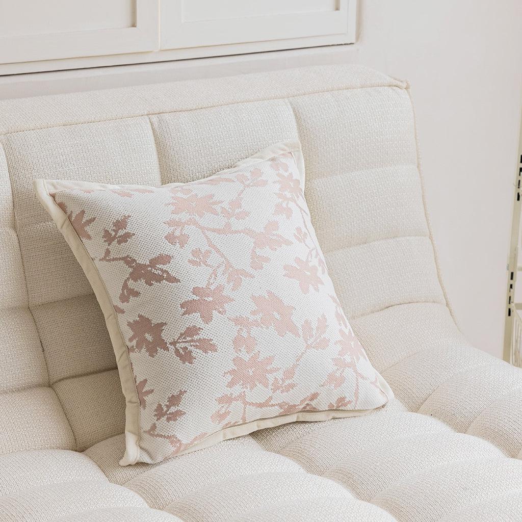 Baby Pink & White Botanical Throw Pillow Cover