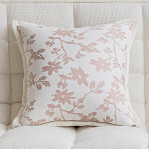 Baby Pink & White Botanical Throw Pillow Cover