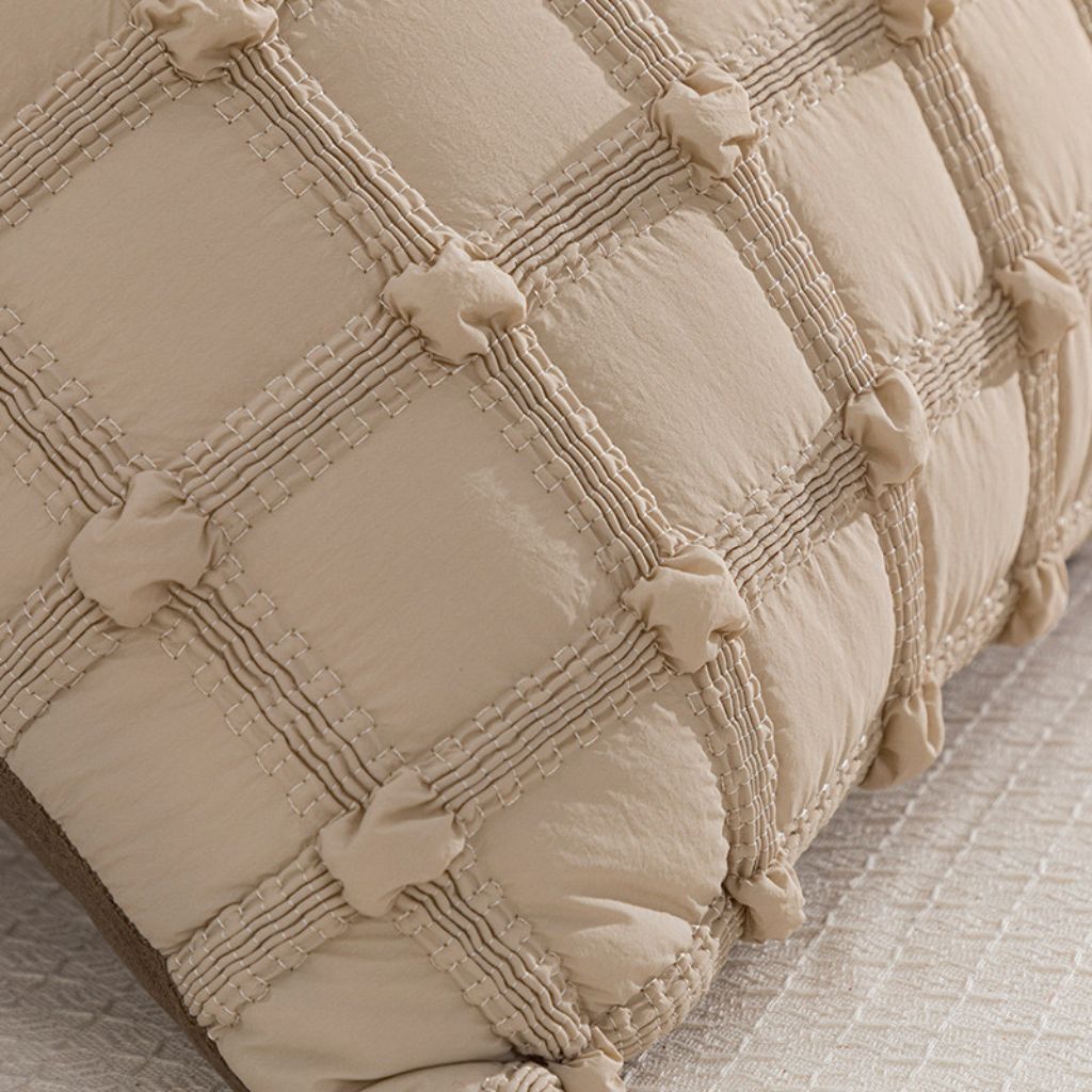 Beige 3D Textured Throw Pillow Cover