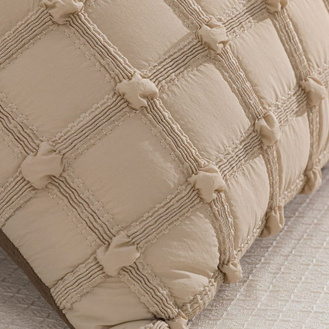 Image of Beige 3D Textured Throw Pillow Cover