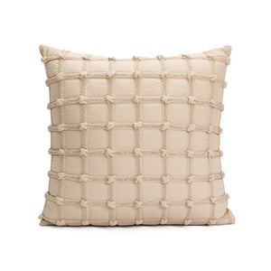 Beige 3D Textured Throw Pillow Cover