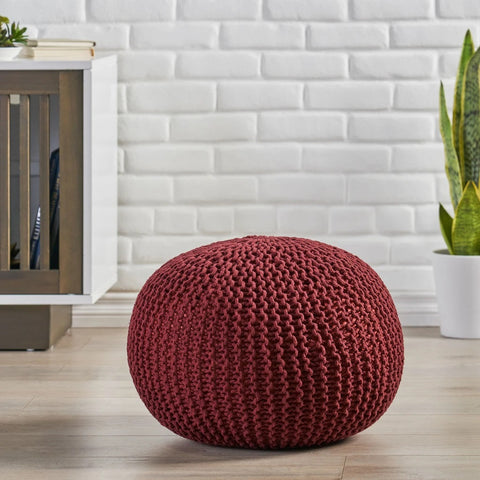 Image of Belle Modern Knitted Cotton Round Pouf