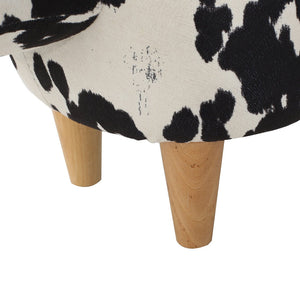 Bertha Milk Cow Patterned Velvet Ottoman