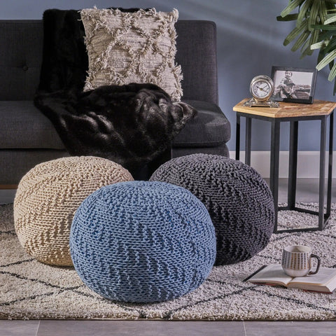 Image of Beryl Knitted Cotton Pouf