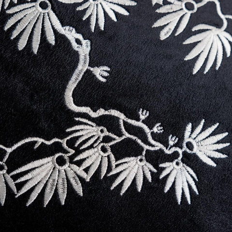 Image of Black Pine Bonsai Embroidered Throw Pillow Cover