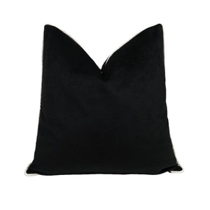 Black Velvet Throw Pillow Cover with White Piping