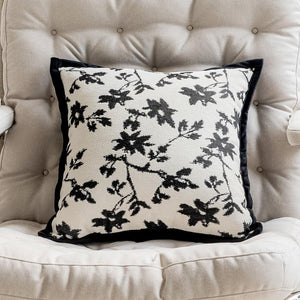 Black & White Botanical Throw Pillow Cover