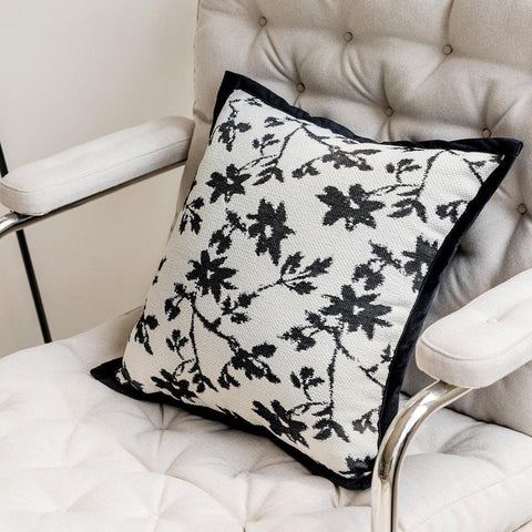 Image of Black & White Botanical Throw Pillow Cover