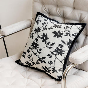 Black & White Botanical Throw Pillow Cover