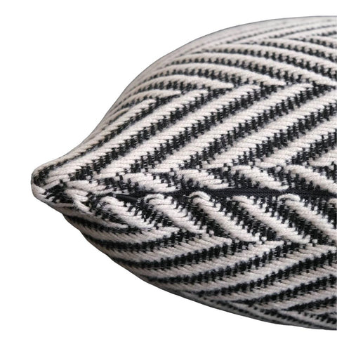 Image of Black and White Knitted Herringbone Throw Pillow Cover