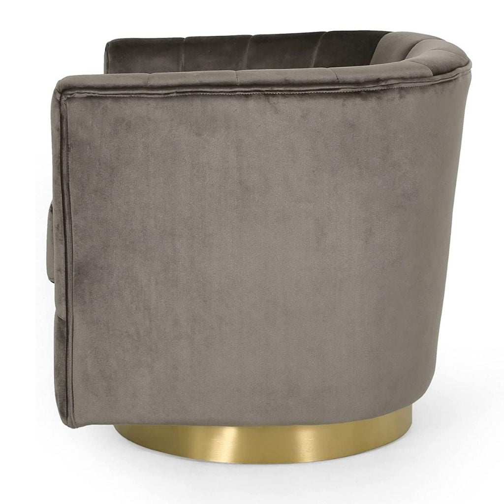 Blairmont Modern Glam Channel Stitch Velvet Swivel Club Chair